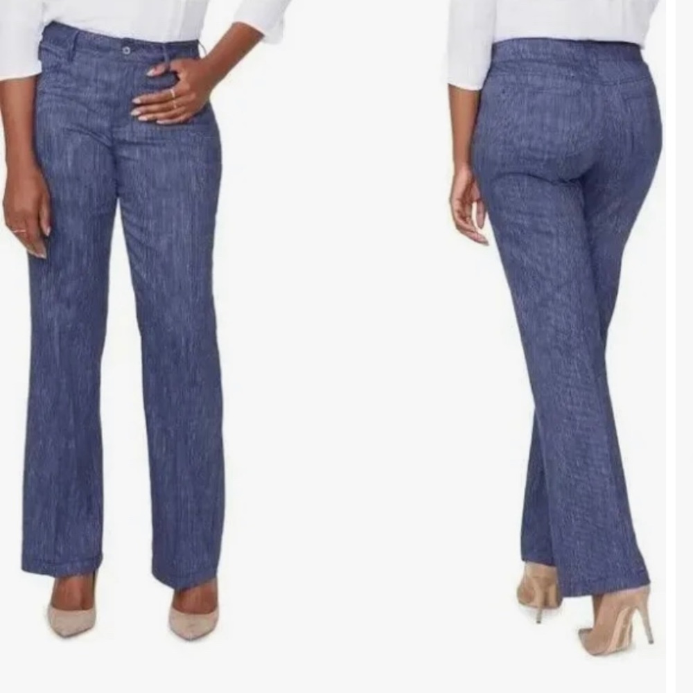 NYDJ Linen Blend Pants/Trousers, blue stripe pattern, plus size 28